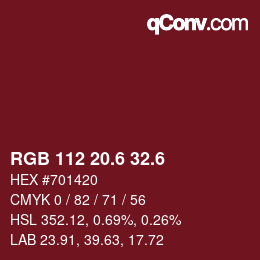 カラーコード: RGB 112 20.6 32.6 | qconv.com