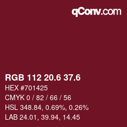 カラーコード: RGB 112 20.6 37.6 | qconv.com