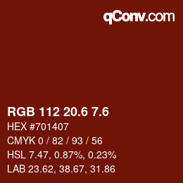 カラーコード: RGB 112 20.6 7.6 | qconv.com