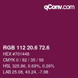 カラーコード: RGB 112 20.6 72.6 | qconv.com