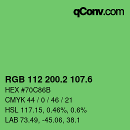カラーコード: RGB 112 200.2 107.6 | qconv.com