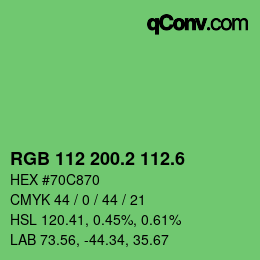 カラーコード: RGB 112 200.2 112.6 | qconv.com