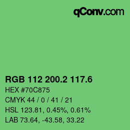 カラーコード: RGB 112 200.2 117.6 | qconv.com