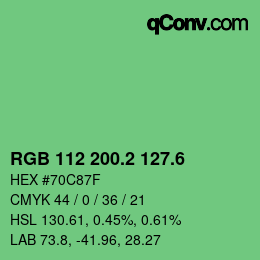 カラーコード: RGB 112 200.2 127.6 | qconv.com