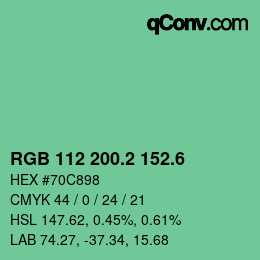 カラーコード: RGB 112 200.2 152.6 | qconv.com