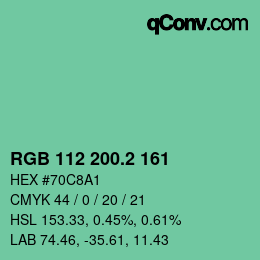 カラーコード: RGB 112 200.2 161 | qconv.com