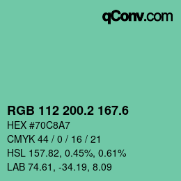 カラーコード: RGB 112 200.2 167.6 | qconv.com