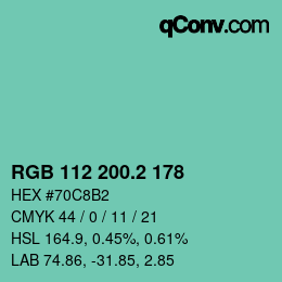 カラーコード: RGB 112 200.2 178 | qconv.com