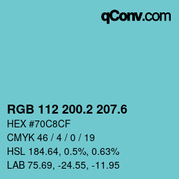 カラーコード: RGB 112 200.2 207.6 | qconv.com