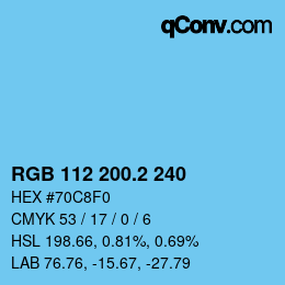 カラーコード: RGB 112 200.2 240 | qconv.com