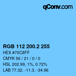 カラーコード: RGB 112 200.2 255 | qconv.com