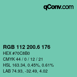 カラーコード: RGB 112 200.6 176 | qconv.com