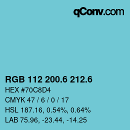 カラーコード: RGB 112 200.6 212.6 | qconv.com