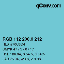 カラーコード: RGB 112 200.6 212 | qconv.com