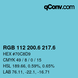 カラーコード: RGB 112 200.6 217.6 | qconv.com
