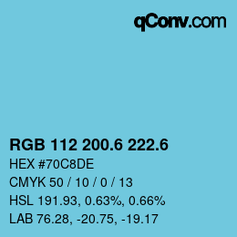 カラーコード: RGB 112 200.6 222.6 | qconv.com