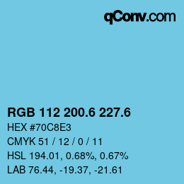カラーコード: RGB 112 200.6 227.6 | qconv.com