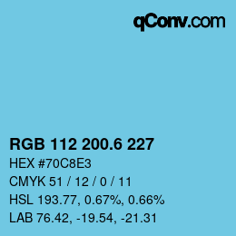 カラーコード: RGB 112 200.6 227 | qconv.com