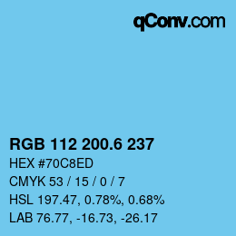 カラーコード: RGB 112 200.6 237 | qconv.com