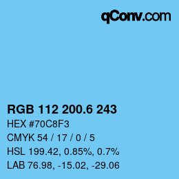カラーコード: RGB 112 200.6 243 | qconv.com