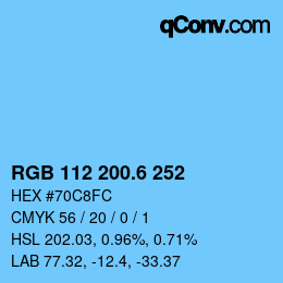 カラーコード: RGB 112 200.6 252 | qconv.com