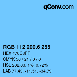 カラーコード: RGB 112 200.6 255 | qconv.com