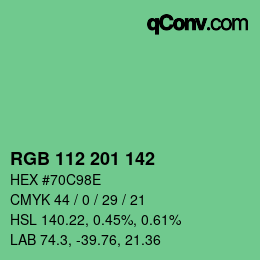Color code: RGB 112 201 142 | qconv.com