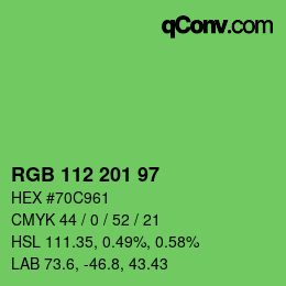 Color code: RGB 112 201 97 | qconv.com