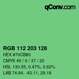 Color code: RGB 112 203 128 | qconv.com