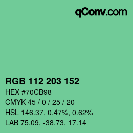 Color code: RGB 112 203 152 | qconv.com