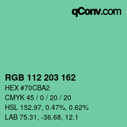 Color code: RGB 112 203 162 | qconv.com