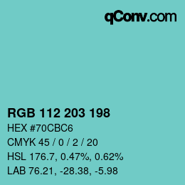 Color code: RGB 112 203 198 | qconv.com