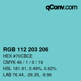 Color code: RGB 112 203 206 | qconv.com
