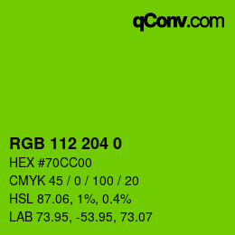 颜色代码: RGB 112 204 0 | qconv.com