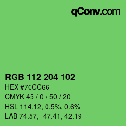Color code: RGB 112 204 102 | qconv.com