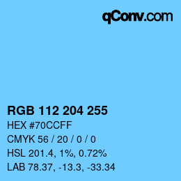 Color code: RGB 112 204 255 | qconv.com