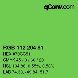 Color code: RGB 112 204 81 | qconv.com