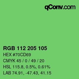 Color code: RGB 112 205 105 | qconv.com