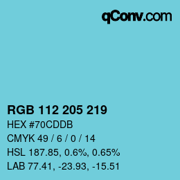 Color code: RGB 112 205 219 | qconv.com