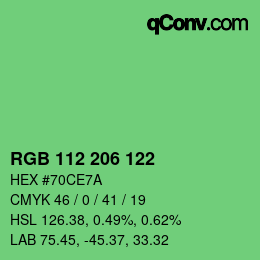 カラーコード: RGB 112 206 122 | qconv.com