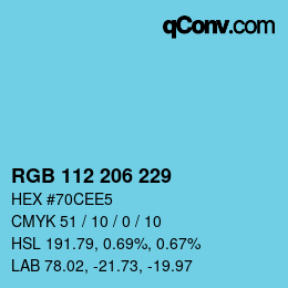 Color code: RGB 112 206 229 | qconv.com