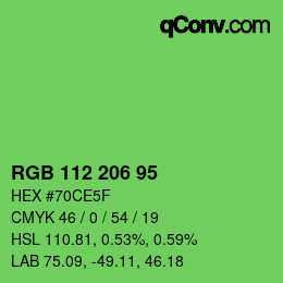 Color code: RGB 112 206 95 | qconv.com