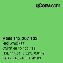 Color code: RGB 112 207 103 | qconv.com