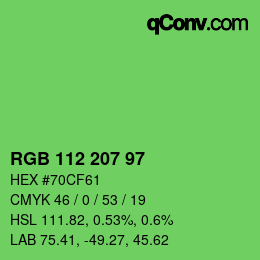 カラーコード: RGB 112 207 97 | qconv.com