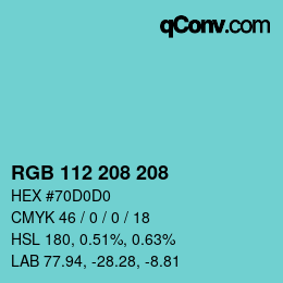 Color code: RGB 112 208 208 | qconv.com