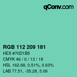 Color code: RGB 112 209 181 | qconv.com