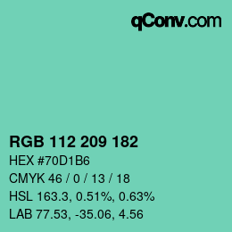 Farbcode: RGB 112 209 182 | qconv.com