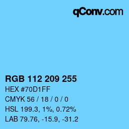 Color code: RGB 112 209 255 | qconv.com