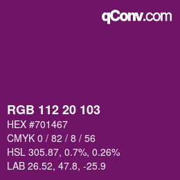 Color code: RGB 112 20 103 | qconv.com