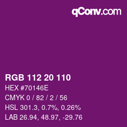 Color code: RGB 112 20 110 | qconv.com